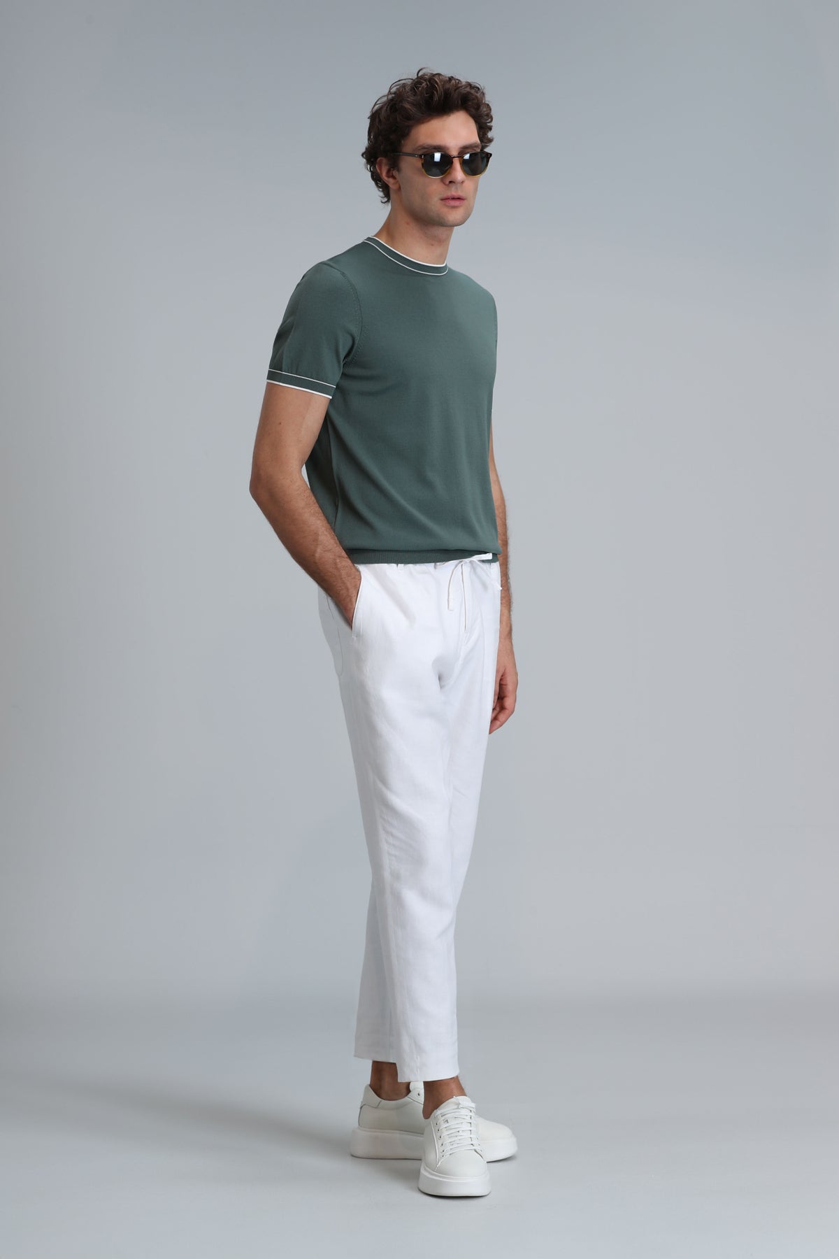 Lufian Minimalist Kısa Kol Erkek Kazak - Yuvarlak Yaka, Günlük Kullanım