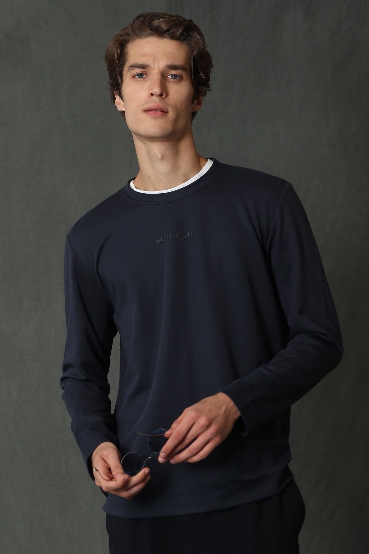 Lufian Minimalist Oversize Uzun Kol Erkek Sweatshirt - Günlük Kombinleriniz İçin Main image