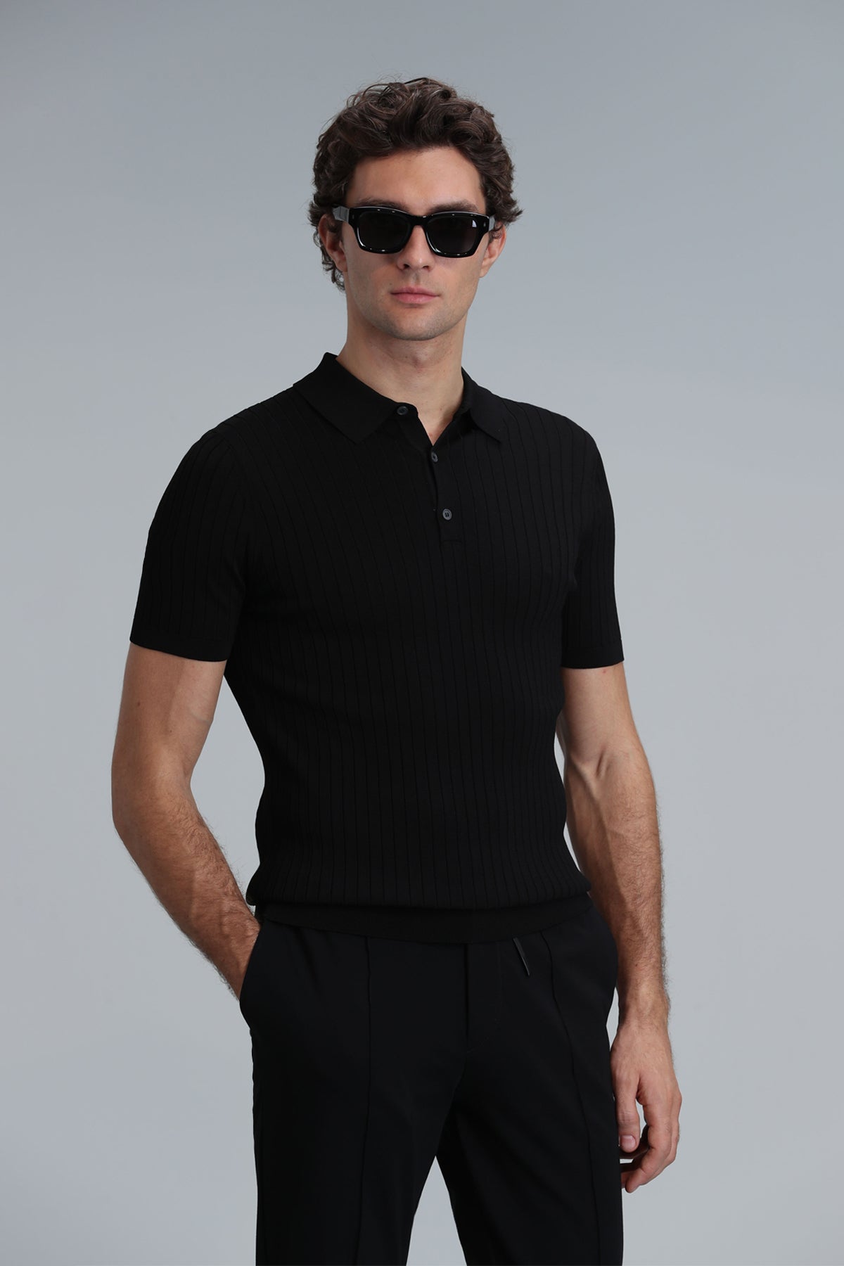 Lufian Minimalist Polo Yaka Kısa Kol Erkek Kazak - Günlük Şıklık Main image
