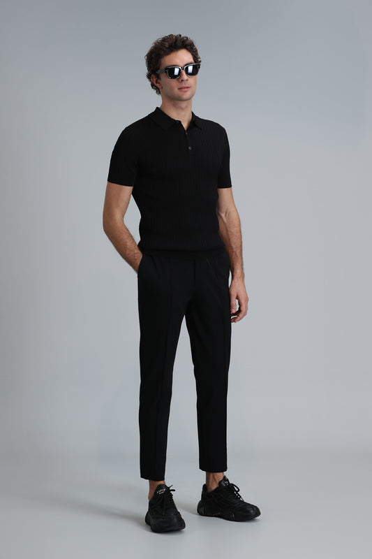 Lufian Minimalist Polo Yaka Kısa Kol Erkek Kazak - Günlük Şıklık