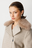 Ekol Yakası Kürklü Kruvaze Mont