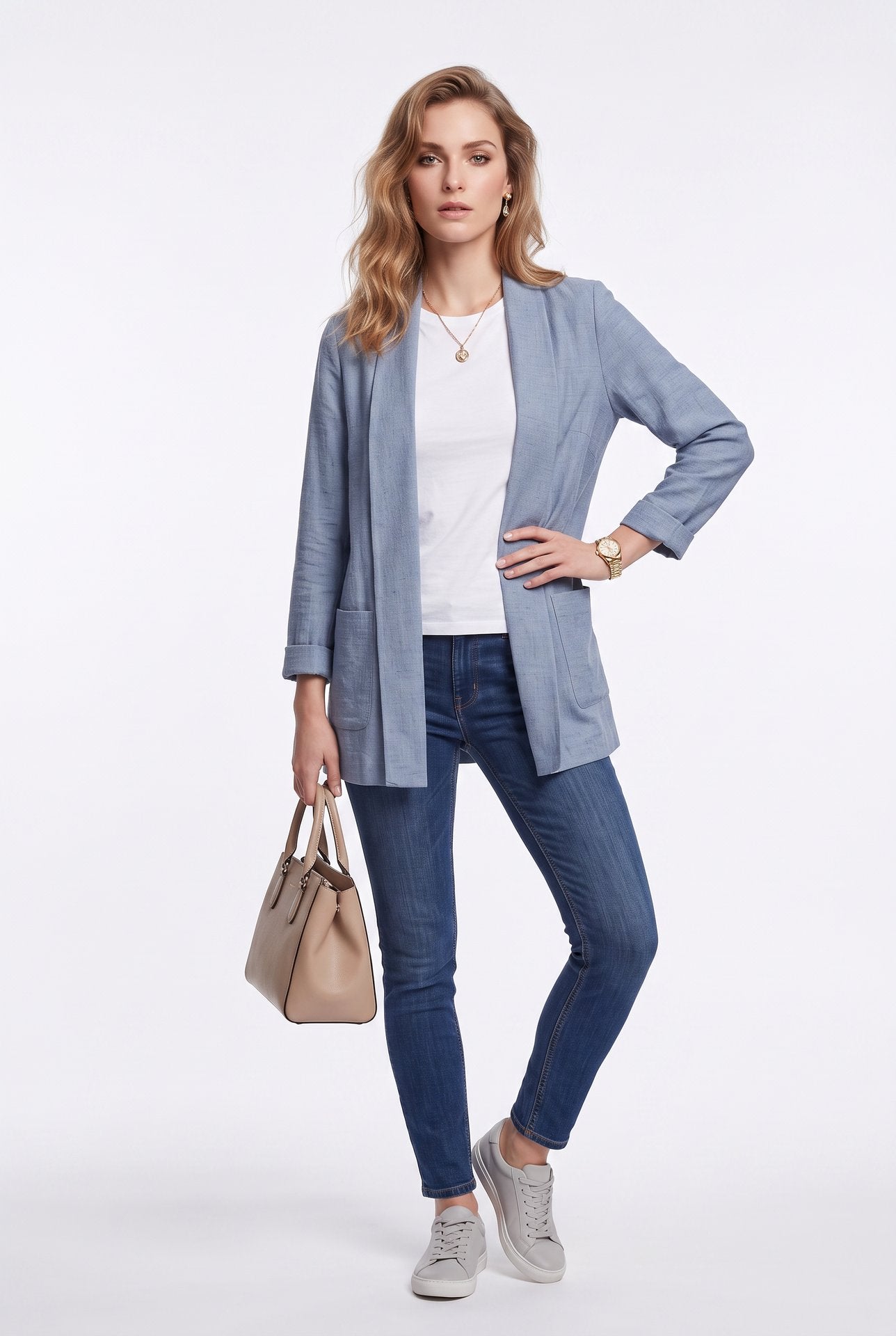 MINTH Kadın Keten Karışımlı Şal Yaka Cepli Uzun Kollu Blazer Ceket MG232.984 Secondary image