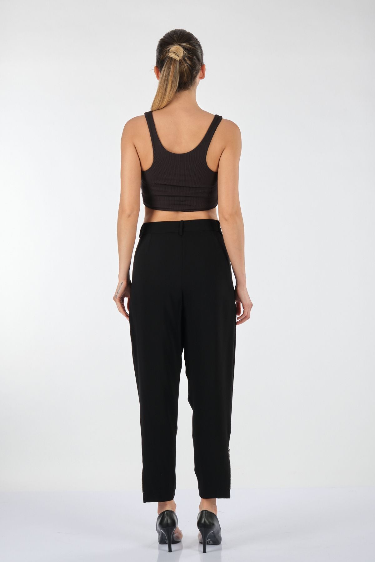 Misswhence Minimalist Yüksek Bel Crop Pantolon - Günlük & Ofis Main image