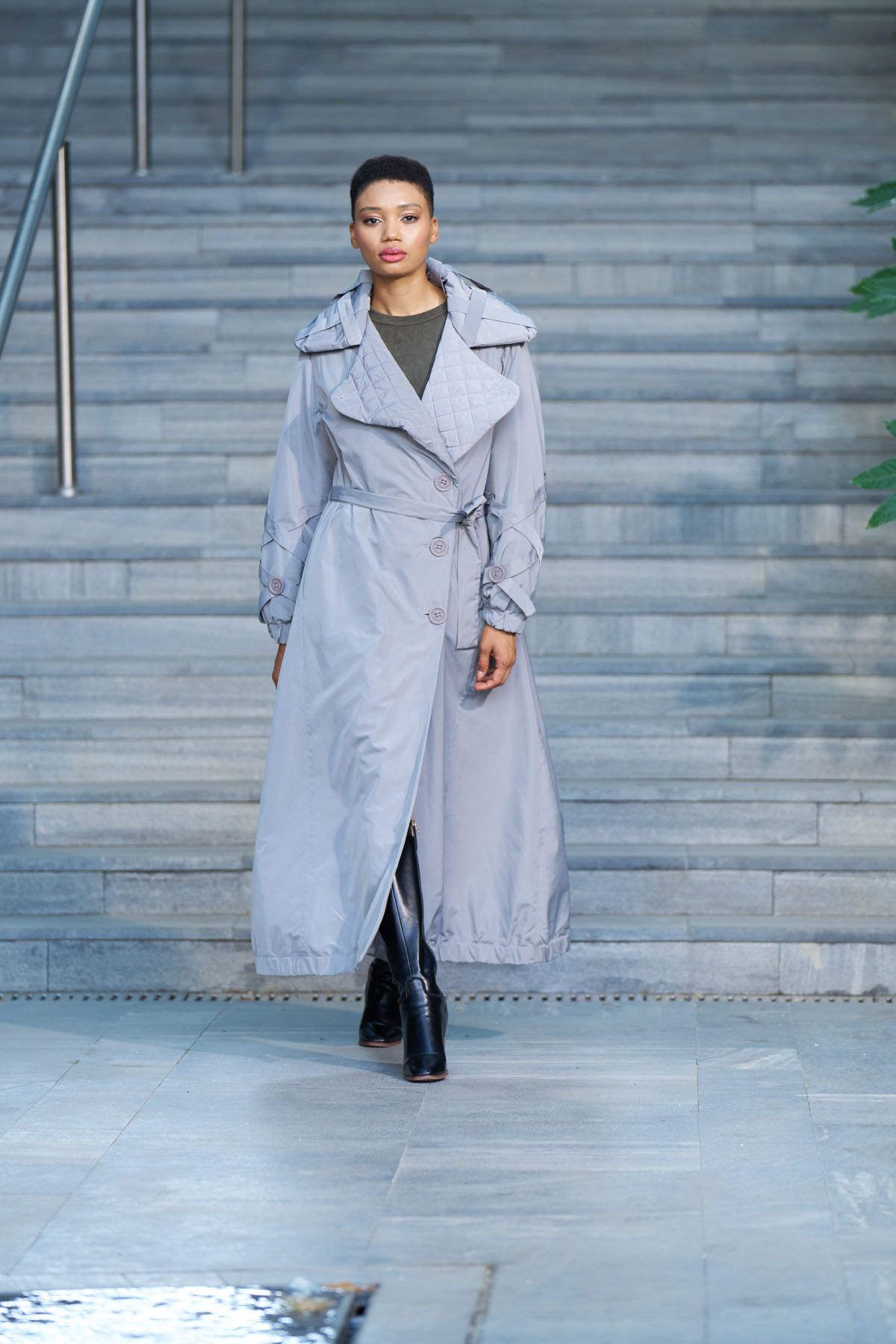 Misswhence Oversize Midi Trençkot - Kapüşonlu, Kemerli, Günlük