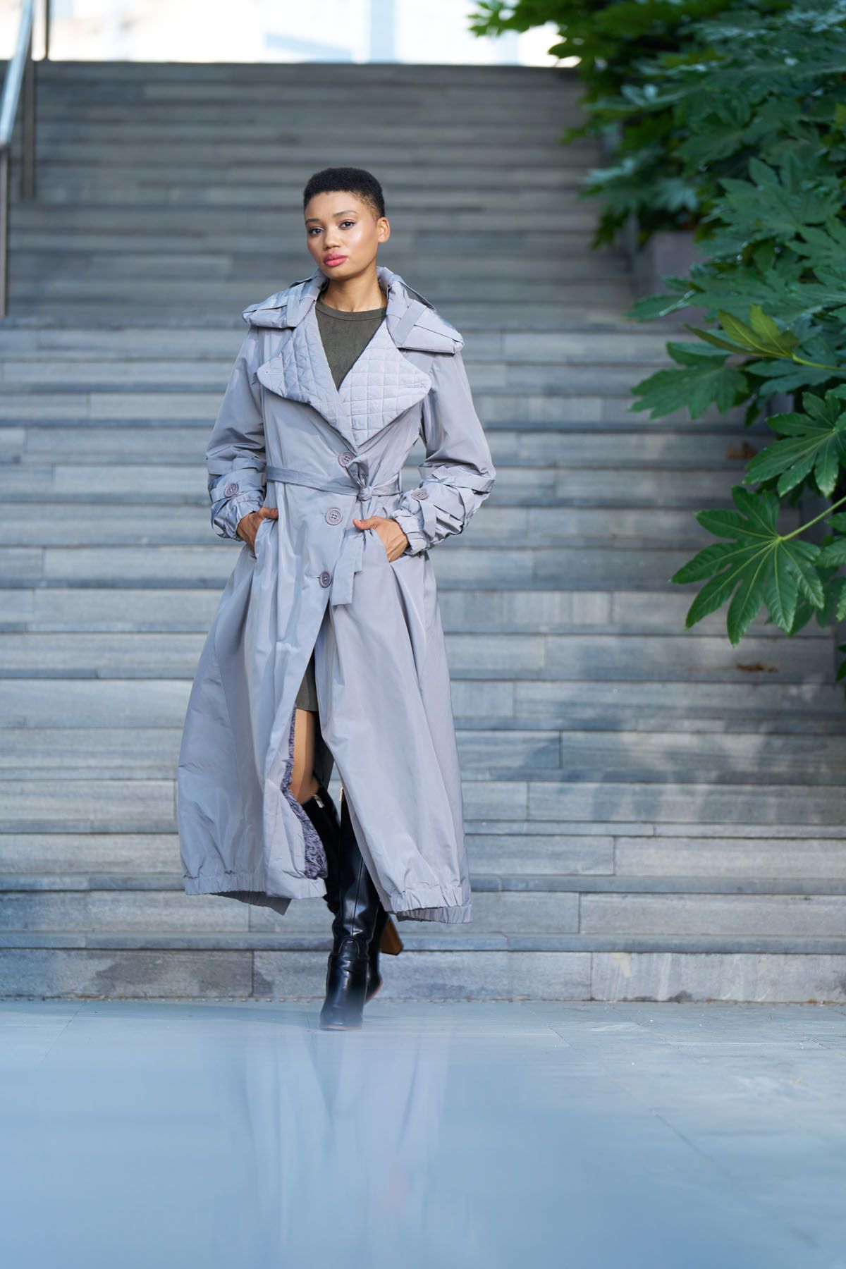 Misswhence Oversize Midi Trençkot - Kapüşonlu, Kemerli, Günlük
