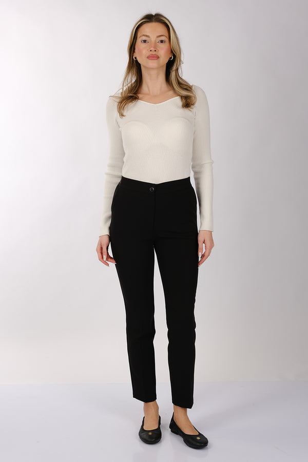 Modiva Minimalist Yüksek Bel 7/8 Dar Kesim Kadın Pantolon - Günlük & Ofis