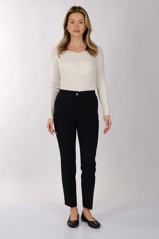 Modiva Minimalist Yüksek Bel 7/8 Dar Kesim Kadın Pantolon - Günlük & Ofis