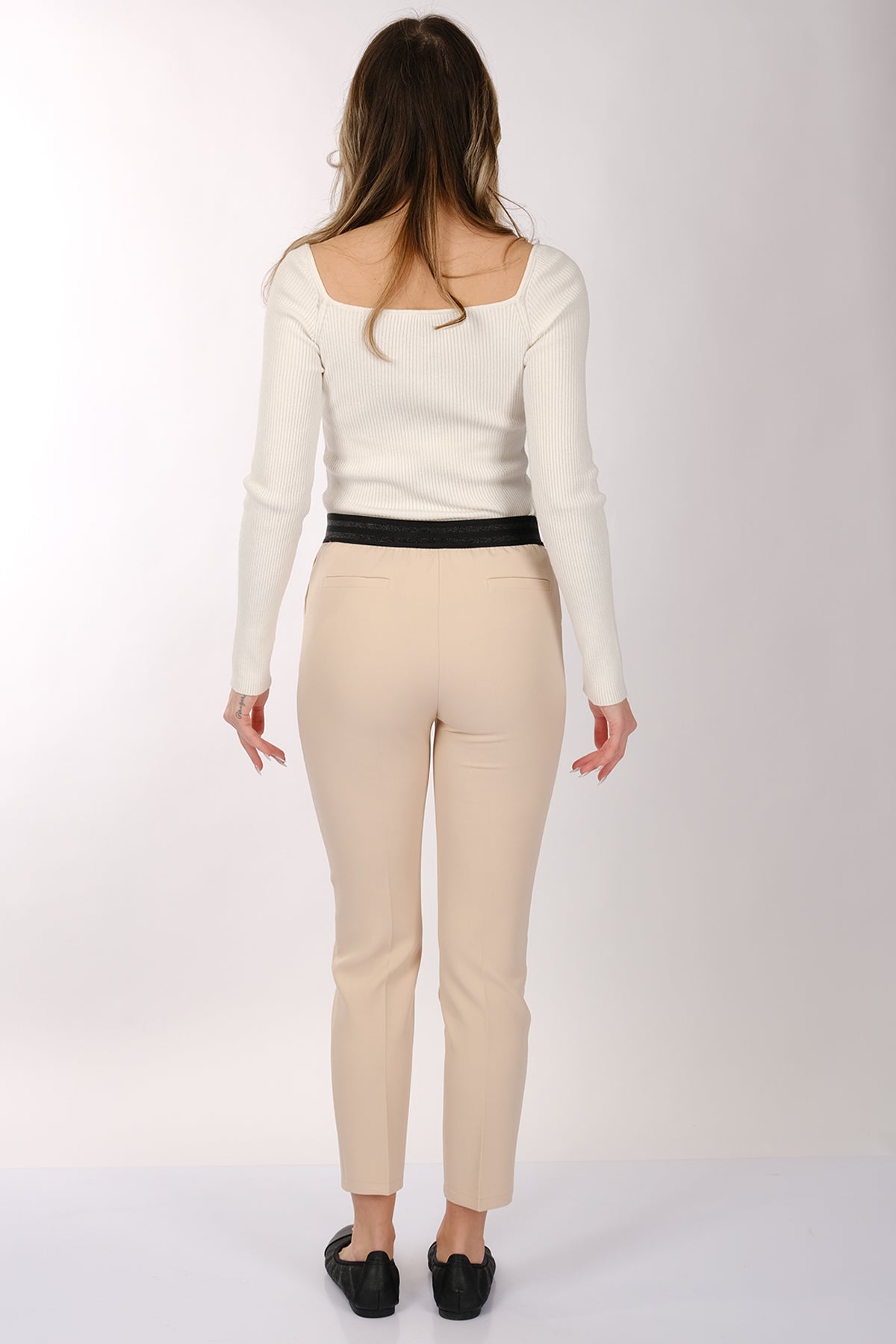 Modiva Minimalist Yüksek Bel 7/8 Dar Kesim Kadın Pantolon - Günlük & Ofis