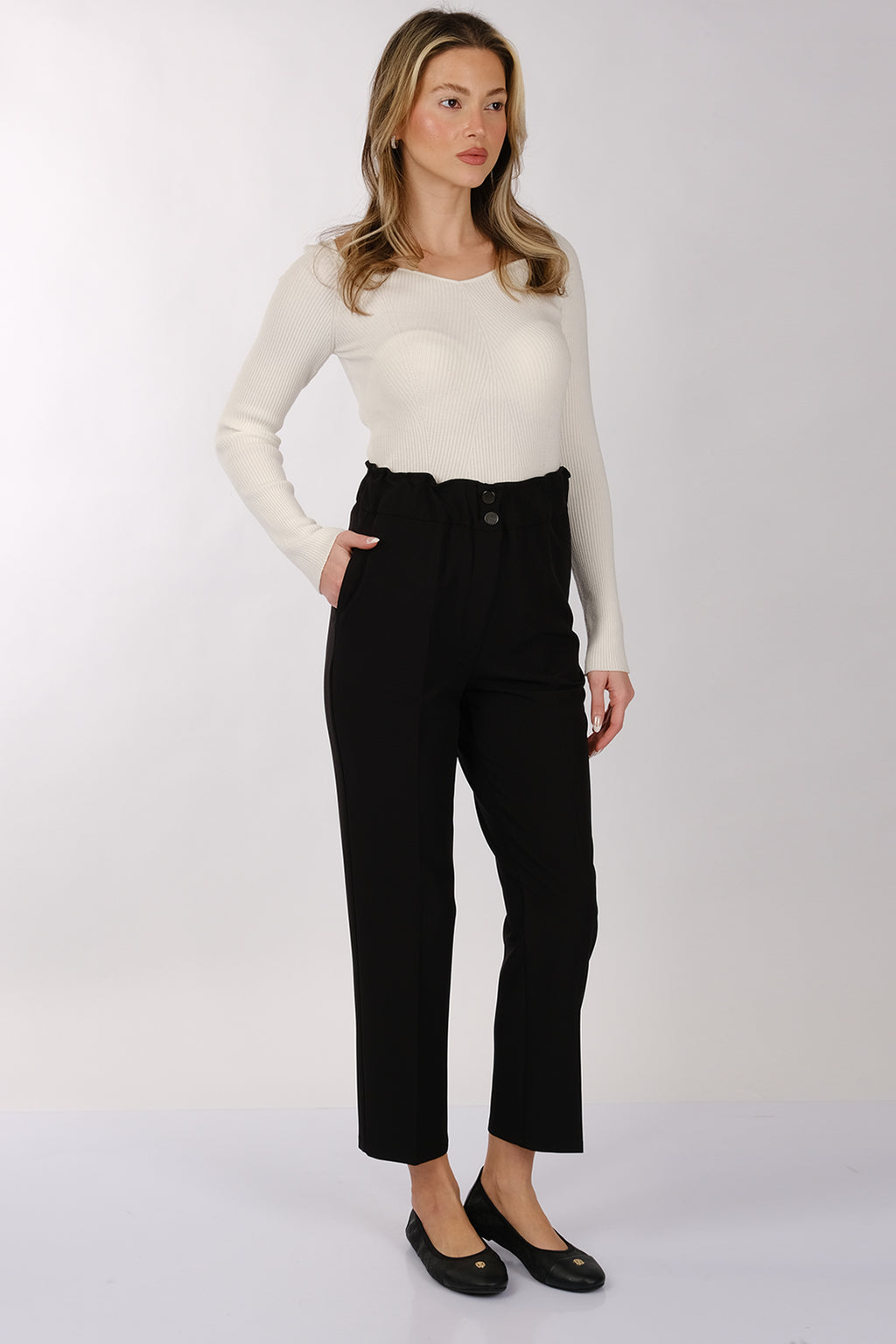 Modiva Minimalist Yüksek Bel Crop Pantolon - Günlük & İş
