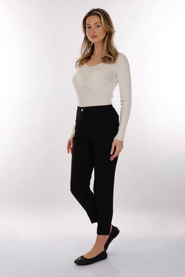 Modiva Minimalist Yüksek Bel Midi Kadın Pantolon - Günlük & Ofis