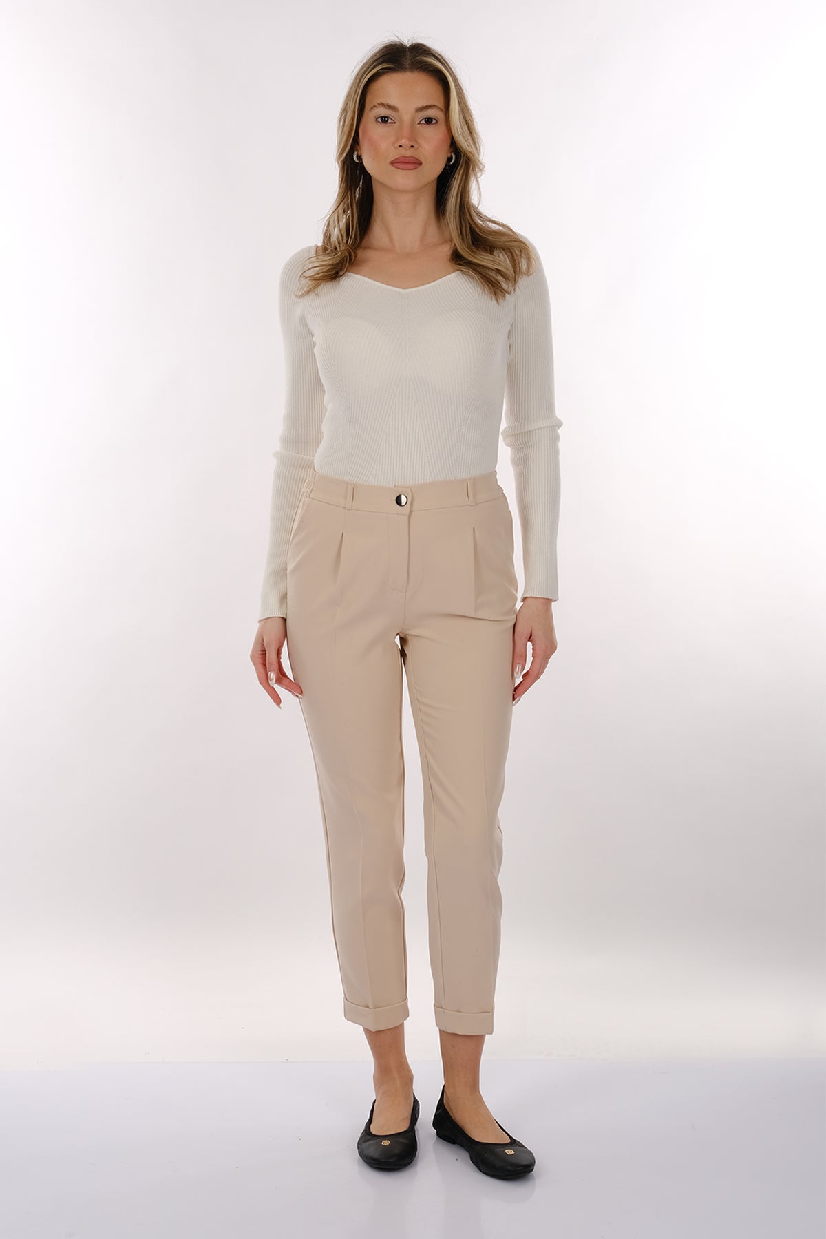 Modiva Minimalist Yüksek Bel Midi Kadın Pantolon - Günlük & Ofis