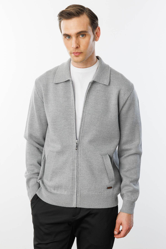 Men's Polo Collar Steel Mesh Wool Jacket Pattern