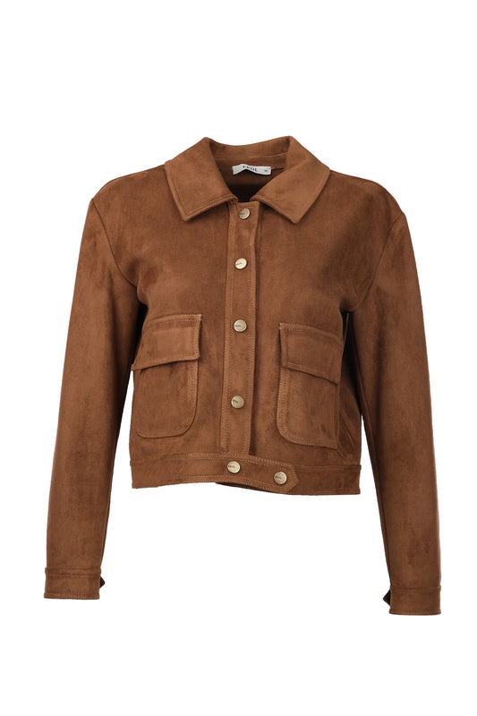 Ekol Minimalist Crop Suede Women's Coat - Everyday Chic