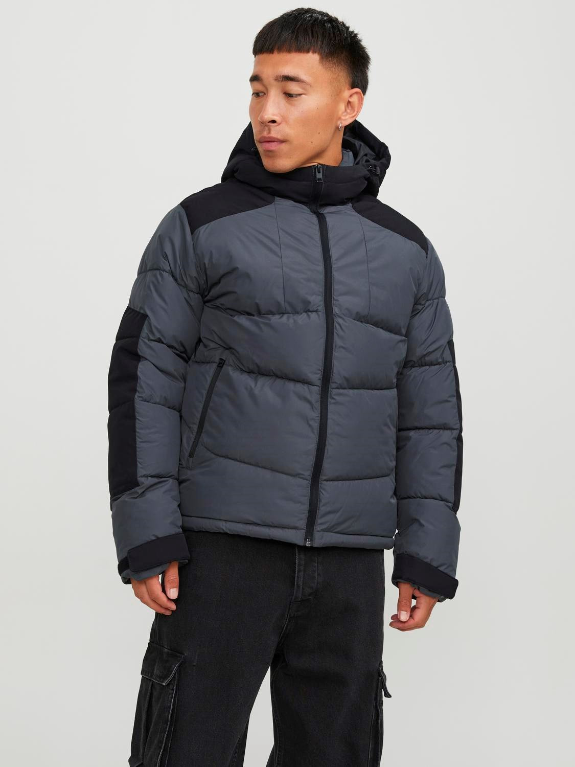 Jack&Jones Minimalist Oversize Kapüşonlu Erkek Kışlık Mont