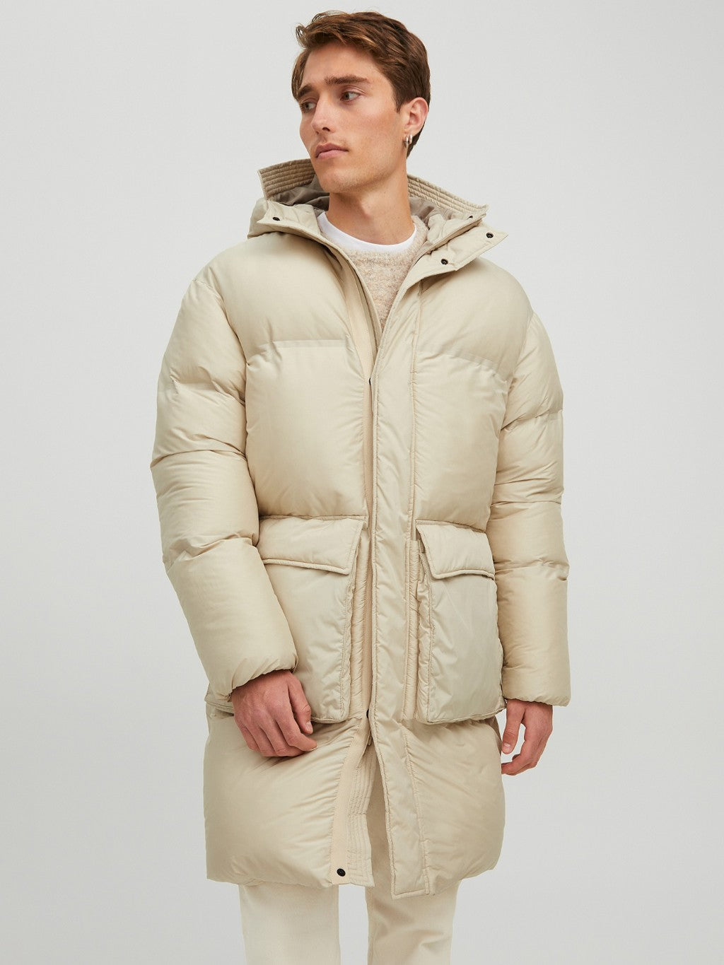 Jack&Jones Oversize Kapüşonlu Uzun Erkek Kışlık Mont - Minimalist Main image