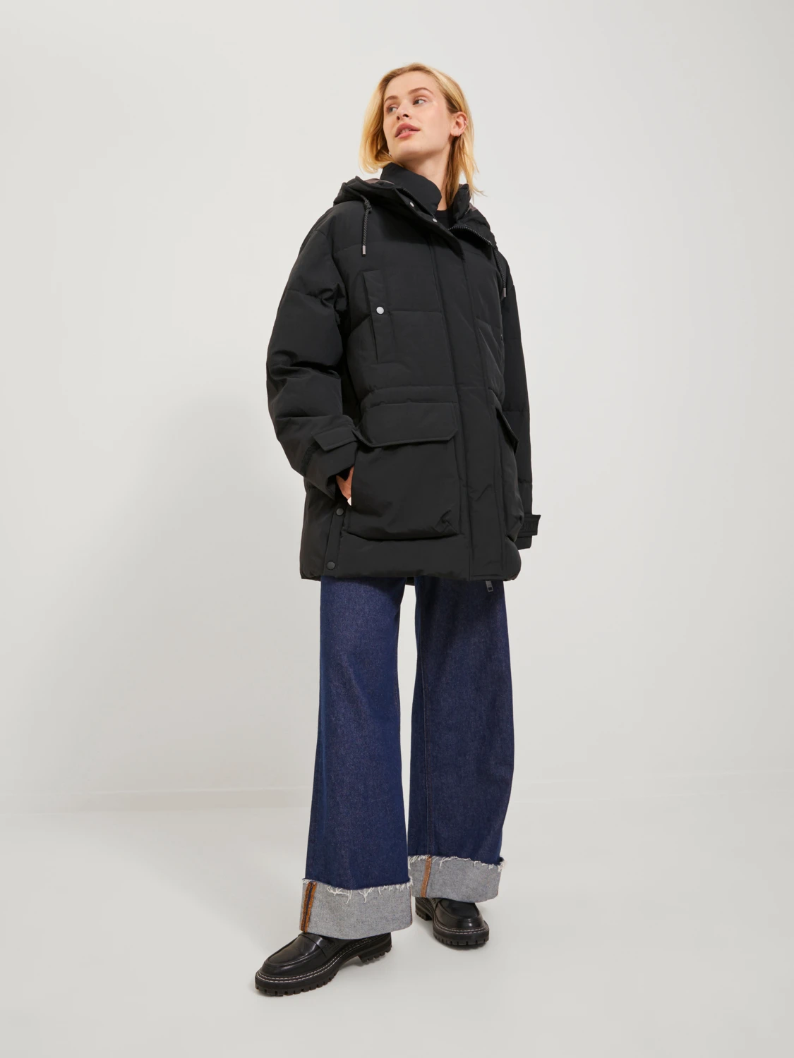 Jack&Jones JJXX Oversize Kapüşonlu Midi Pardesü - Günlük Kışlık Secondary image