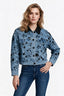 On Kadın İşlemeli Deri Yakalı Jean Ceket Crop Mont
