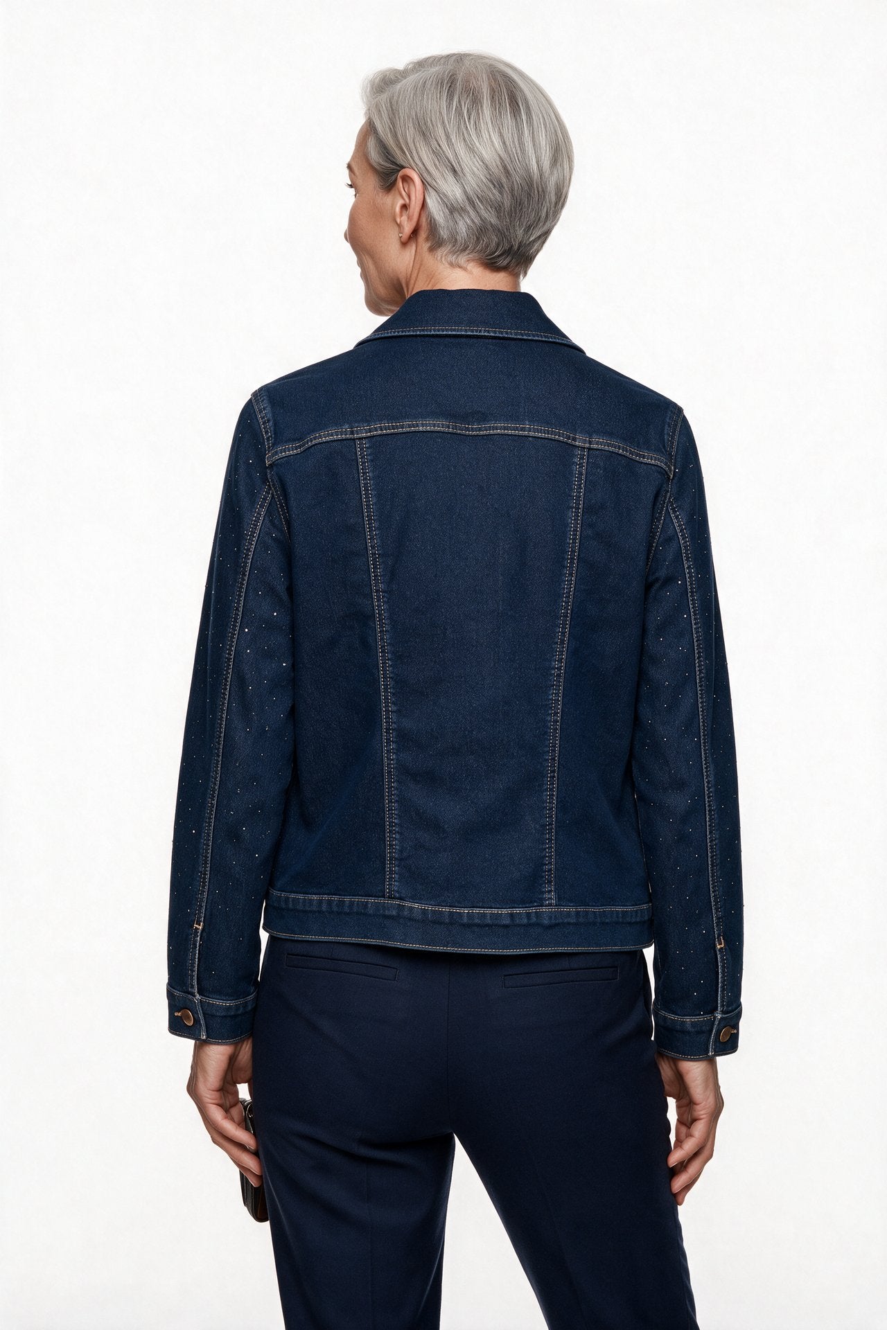 Seleste Kadın Gömlek Yaka Düğmeli Cepli Taş İşlemeli Denim Ceket 26YC26-1 Secondary image