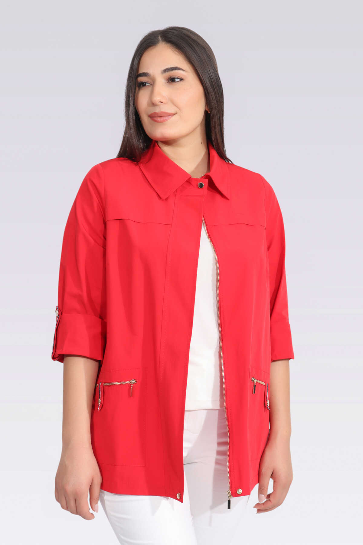 Tolga Saraçoğlu Kadın Oversize 3/4 Kol Minimalist Mont Main image