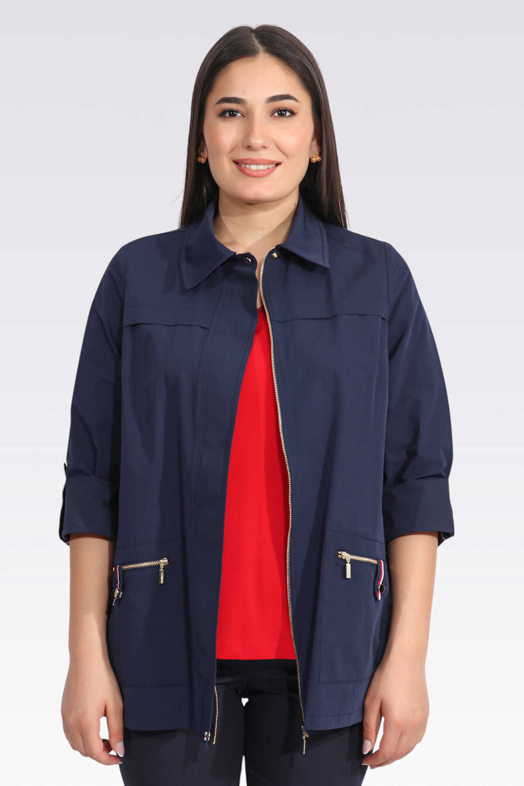 Tolga Saraçoğlu Kadın Oversize 3/4 Kol Minimalist Mont