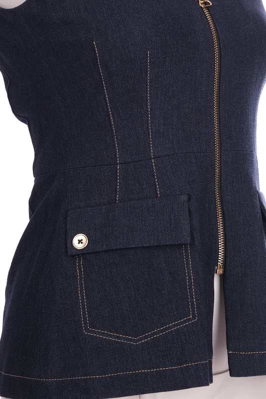 Naar Minimalist Sleeveless Zip-Up Vest with Pocket Details - Everyday Chic