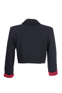 Naar Minimalist Crop Denim Ceket - 3/4 Kol, Çift Düğme - Günlük Şıklık