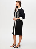 Embroidered Detail Color Block Long Sleeve Knitted Dress by Faik Sönmez