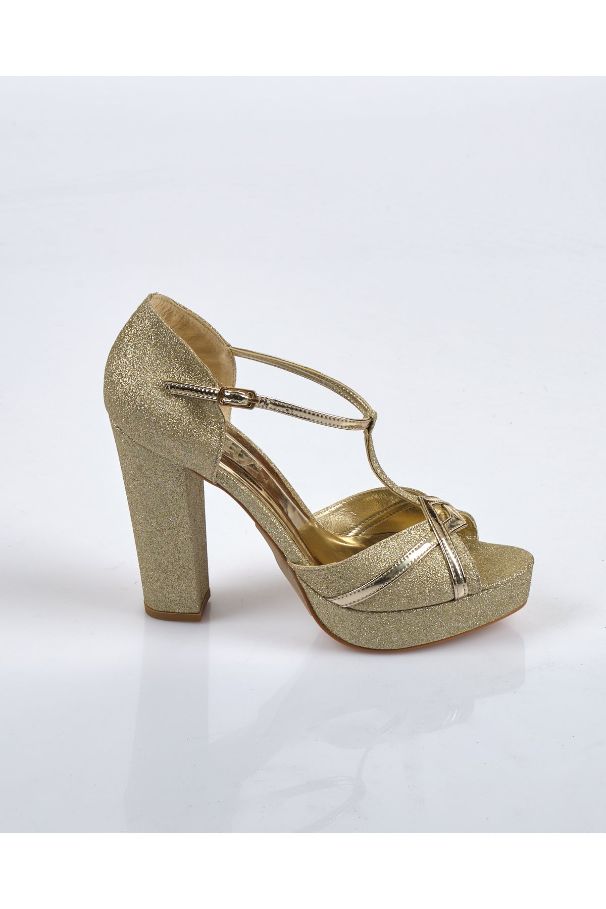 Natty Shoes Metalik Platform Topuklu T-Strap Kadın Ayakkabı - Özel Günler İçin Main image