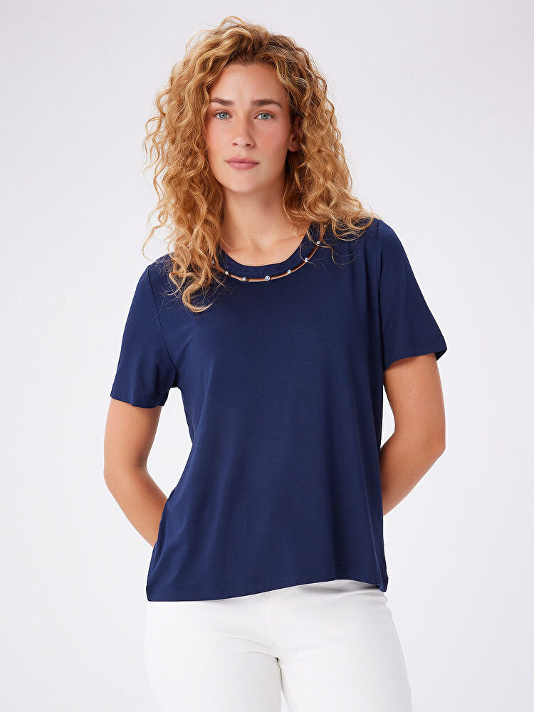 Nazar Boncuk Detaylı Kısa Kol T-Shirt UW27TSH090 Secondary image