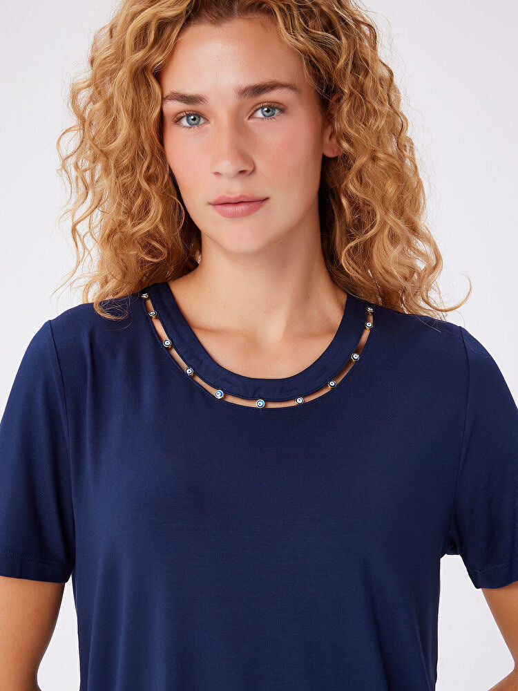 Nazar Boncuk Detaylı Kısa Kol T-Shirt UW27TSH090