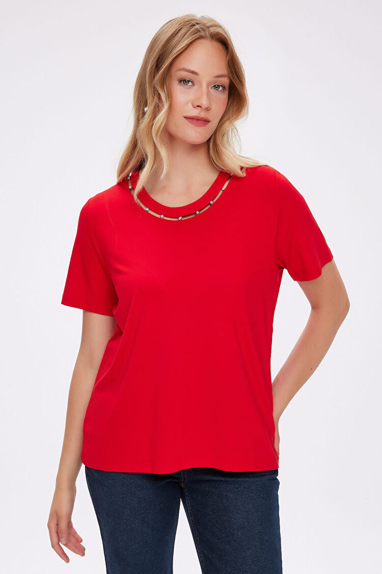Nazar Boncuk Detaylı Kısa Kol T-Shirt UW27TSH090