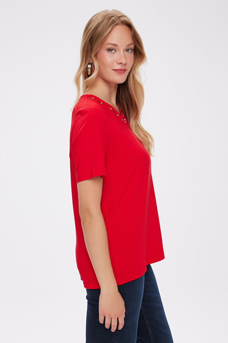 Nazar Boncuk Detaylı Kısa Kol T-Shirt UW27TSH090
