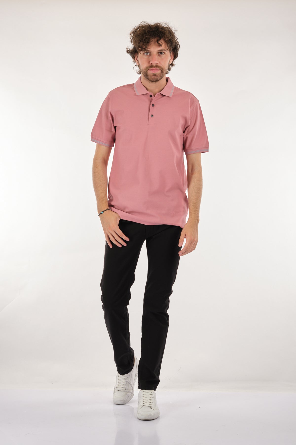 Nehir Erkek Polo Yaka Kısa Kol Regular Fit Minimalist T-Shirt - Günlük Kullanım Main image