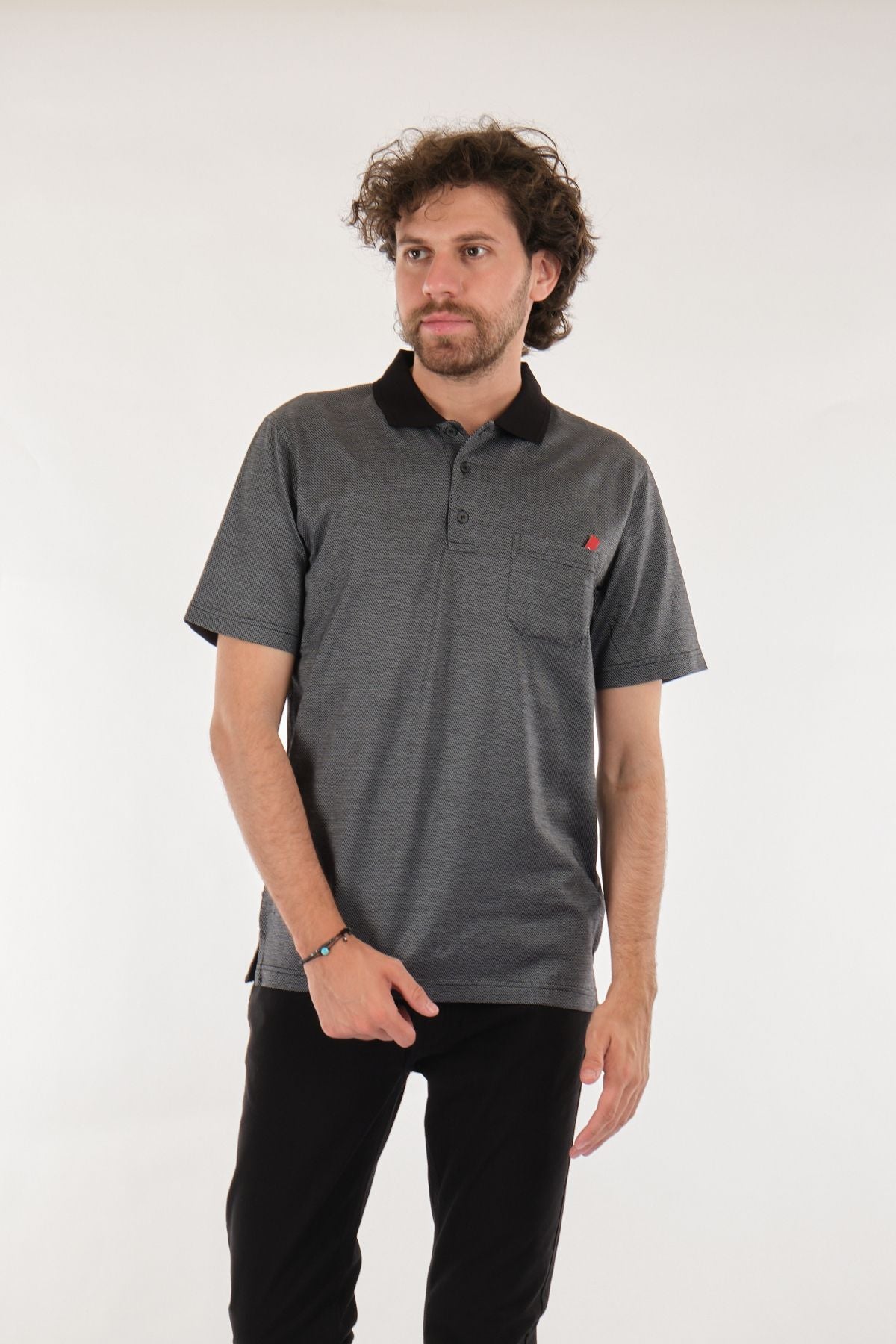 Nehir Erkek Polo Yaka Kısa Kol Minimalist T-Shirt - Günlük Kombinleriniz İçin Main image