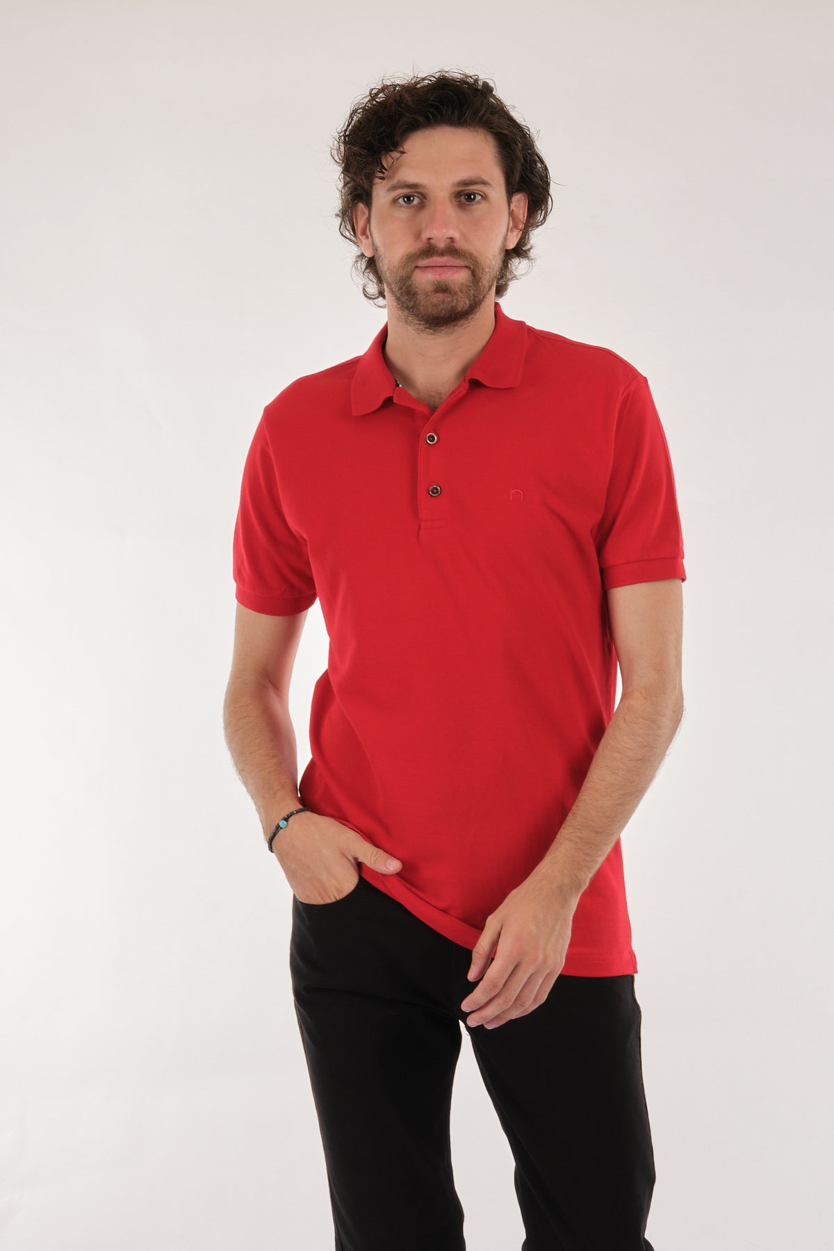 Nehir Minimalist Polo Yaka Kısa Kol Erkek T-Shirt Secondary image