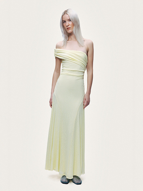 Nocturne Asimetrik Yaka Tek Omuz Maxi Elbise N26YN2783
