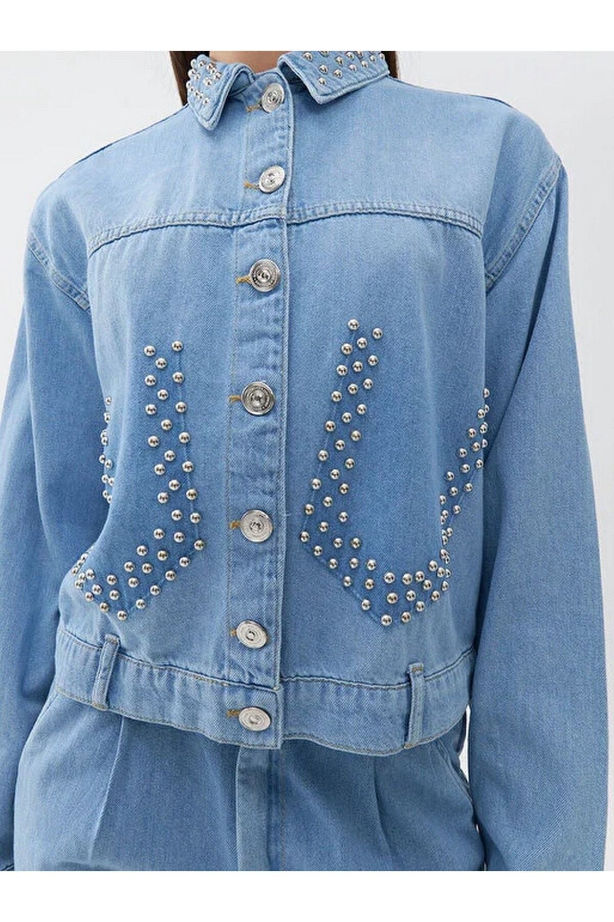Nocturne Oversize Crop Jean Ceket - Minimalist Günlük Stil