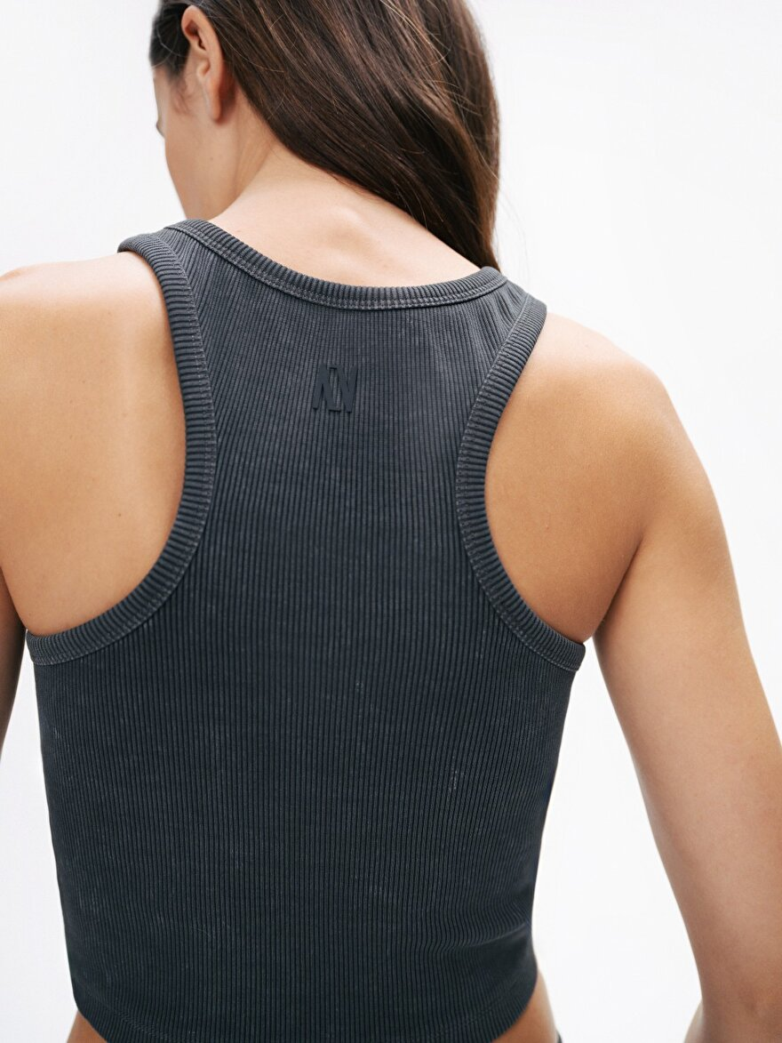 Nocturne Oversized Crop Top - Minimalist Ribana Kadın