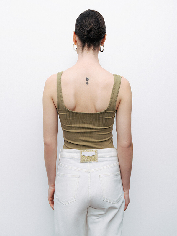 Nocturne Minimalist İnce Askılı Ribana Kadın Crop Top