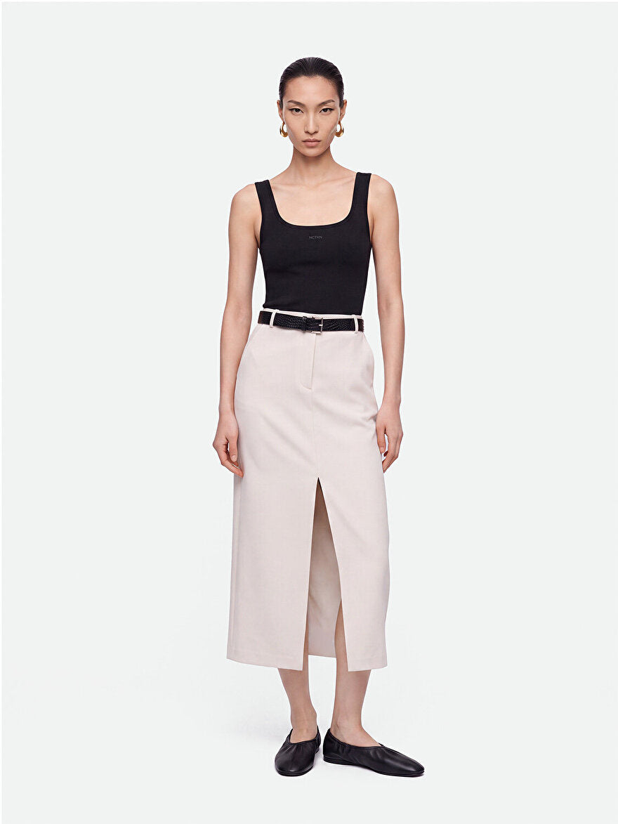 Nocturne Kadın Fitilli Kare Yaka Crop Top Atlet Ana görsel