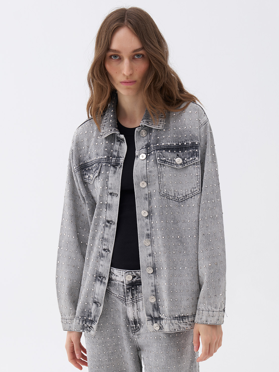 Nocturne Oversize Taş Tasarımlı Jean Ceket N25KD5242 Main image