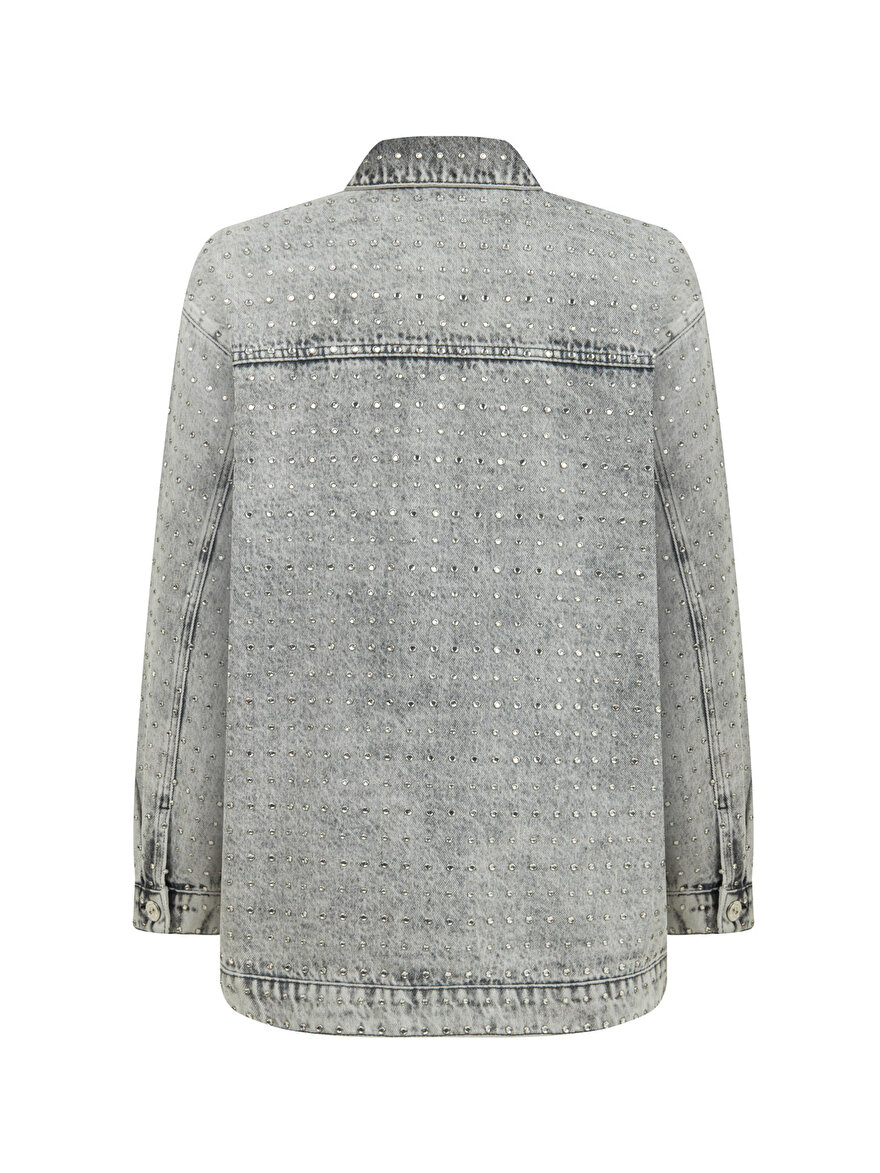 Nocturne Oversize Taş Tasarımlı Jean Ceket N25KD5242