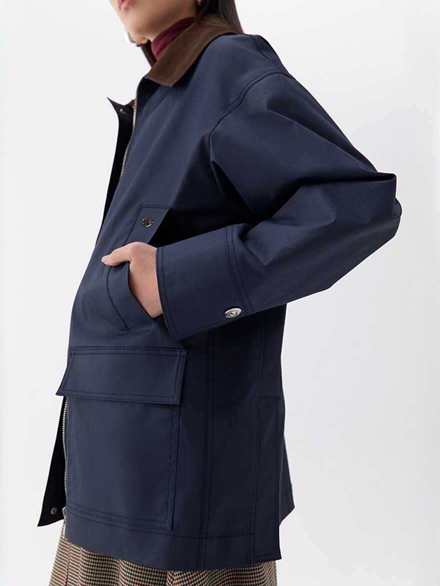 Nocturne Oversize Minimalist Kadın Mont - Midi Boy, Günlük