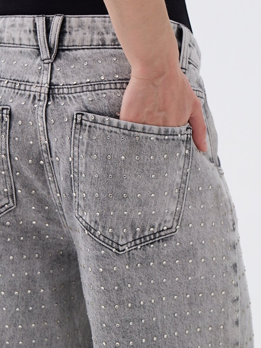 Nocturne Taş Tasarımlı Boyfriend Jean N25KD18120 Main image