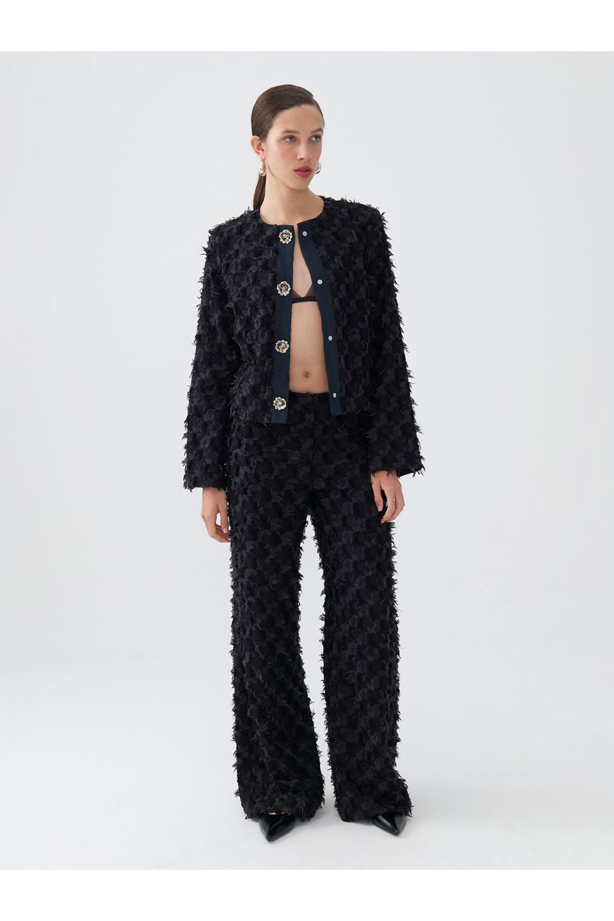 Nocturne Oversize Midi Pantolon - Minimalist, Yüksek Bel, Geniş Paça Main image