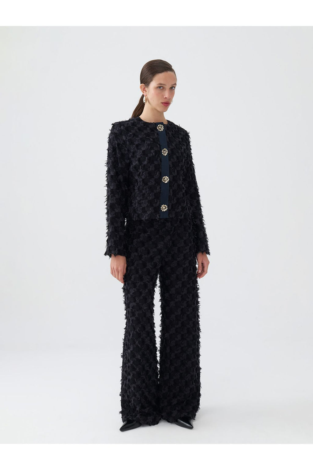 Nocturne Oversize Midi Pantolon - Minimalist, Yüksek Bel, Geniş Paça