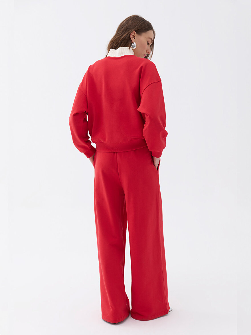 Nocturne Je T'aime Baskılı Oversize Crop Sweatshirt Kadın