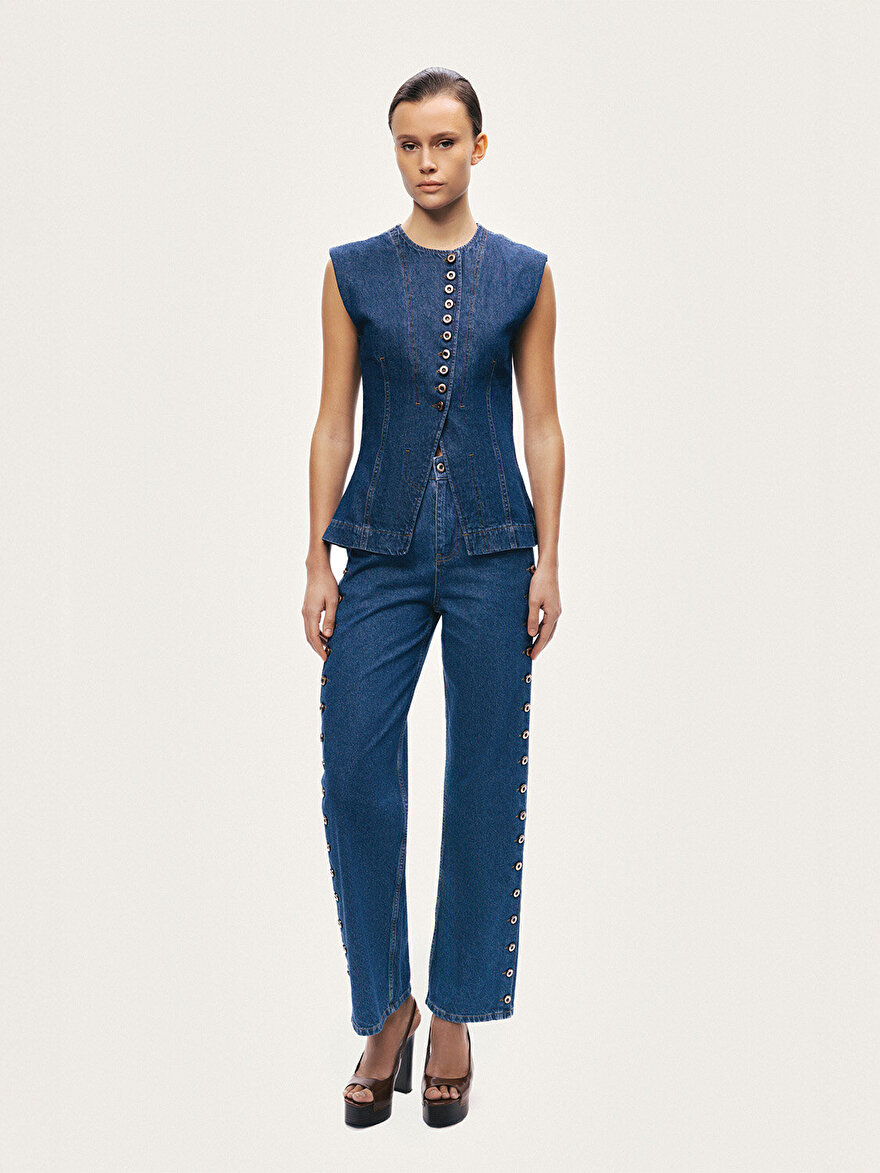 Nocturne Metal Düğme Detaylı Denim Pantolon N26YD18167 Ana görsel