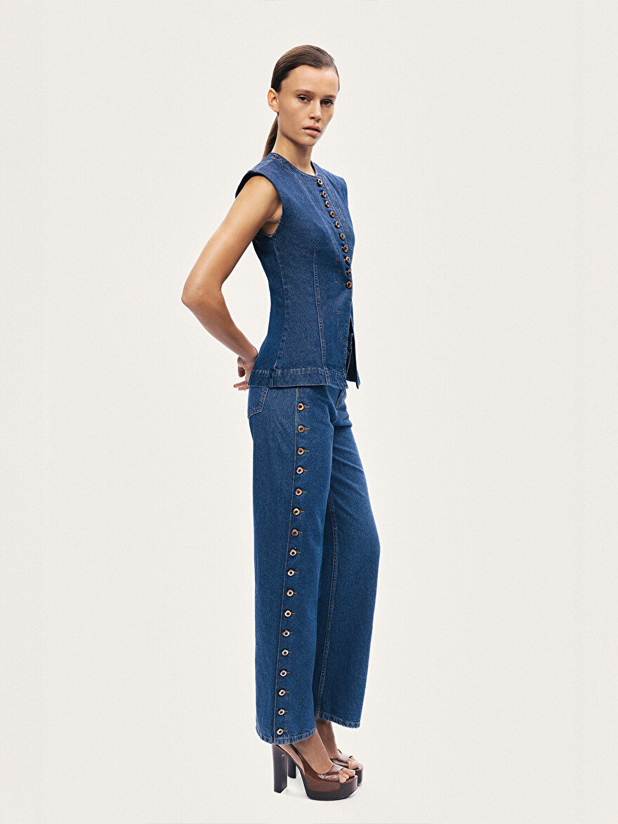 Nocturne Metal Düğme Detaylı Denim Pantolon N26YD18167 İkincil görsel