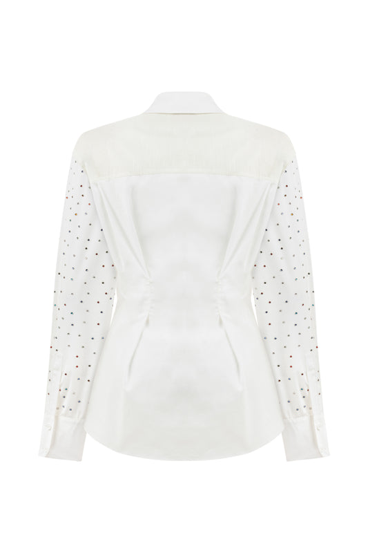 Nocturne Minimalist Taş Detaylı Uzun Kol Kadın Gömlek